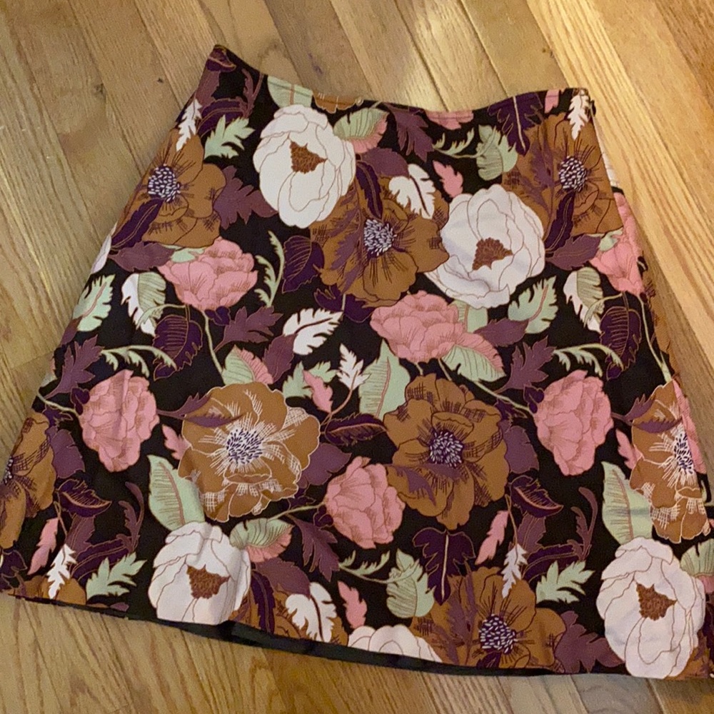 Ann Taylor Loft Silk Wool Lined Floral Skirt